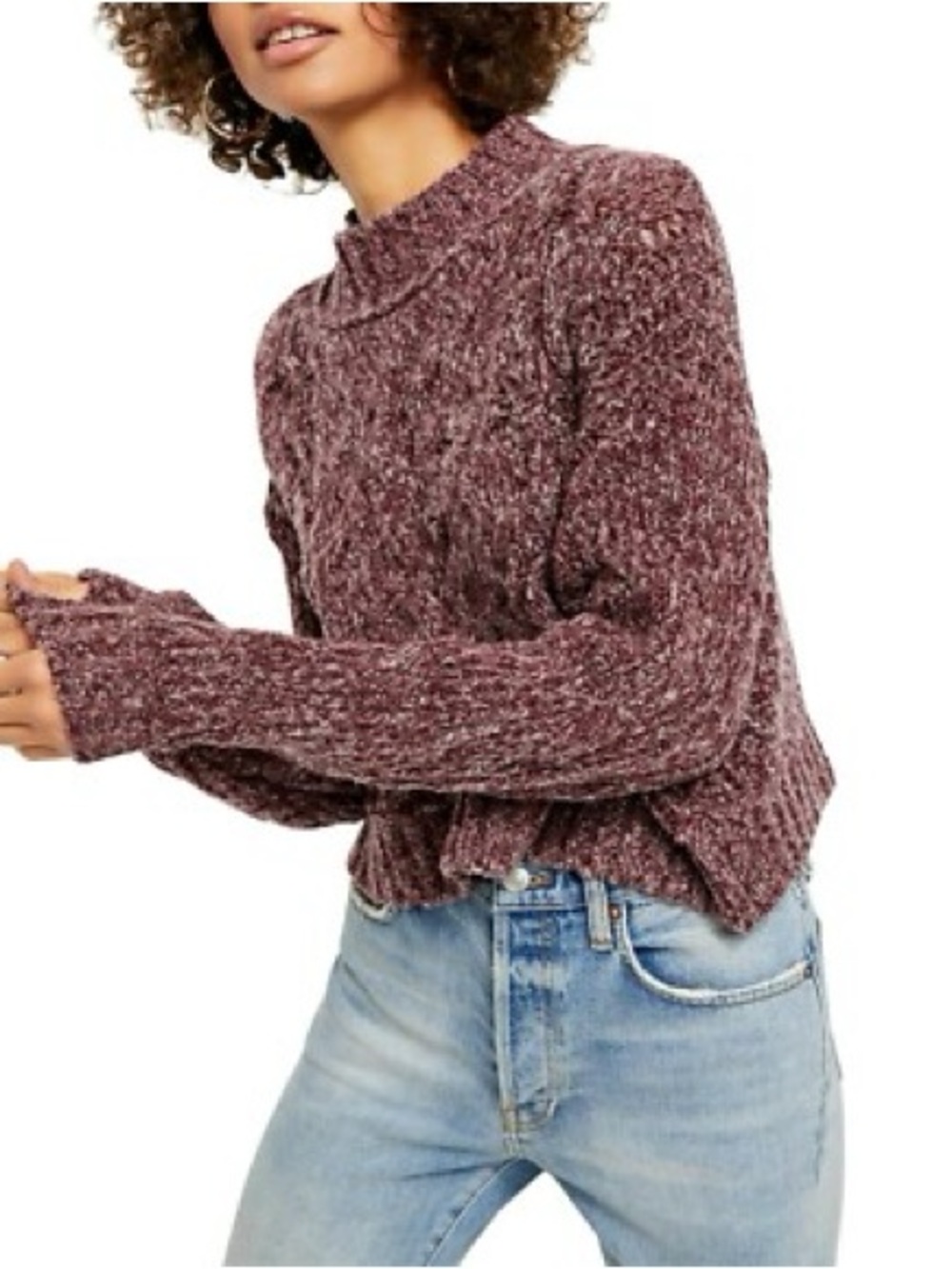 Free People Merry Go Round sweater - Maroon/Red Large
